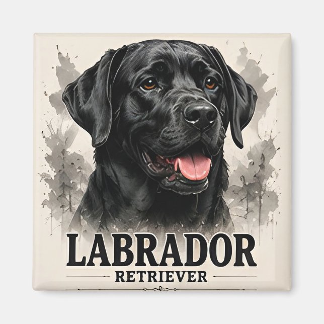 Imán Labrador Retriever Leal Perro Familiar Retrato Art (Frente)