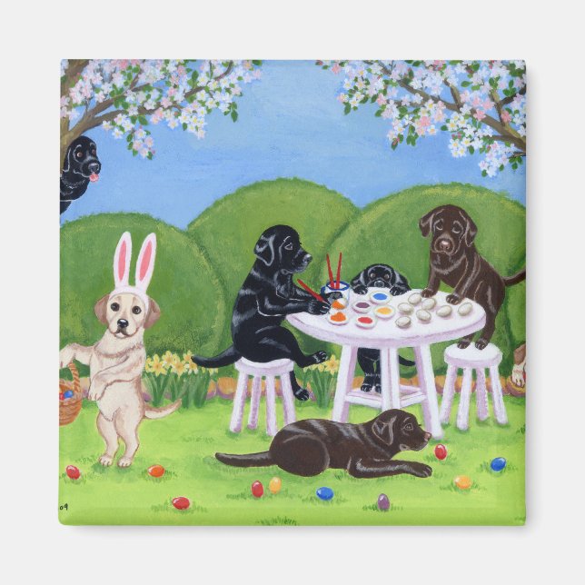 Imán Labrador y huevos de Pascua (Frente)