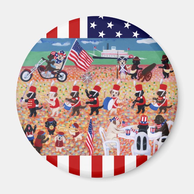 Imán Labradores del Día de la Independencia (Frente)