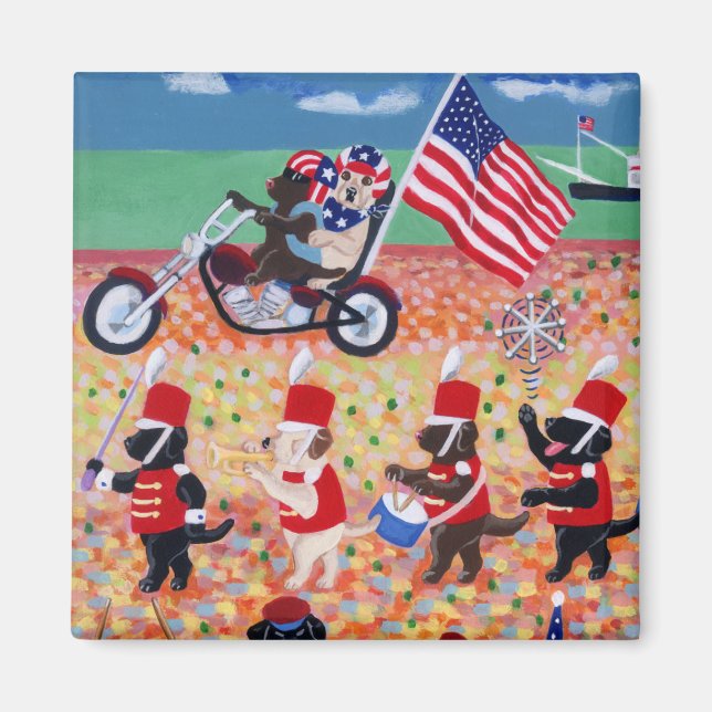 Imán Labradores del Día de la Independencia (Frente)