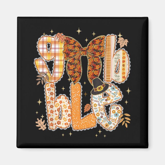 Imán Lace Coquette Thankding Gobble Preppy Turkey Fa (Frente)