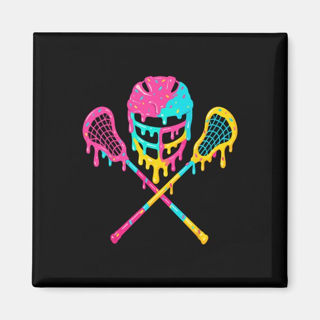 Imán Lacrosse Drip Lax Helmet Hielo Crema Sticks (Frente)
