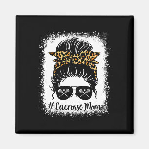 Imán Lacrosse Mom Women Leopard Messy Bun Gles's Mother