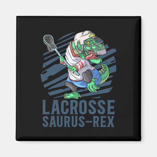 Imán Lacrosse-o-saurus T Rex Dinosaurio Con Palo De Lac (Frente)