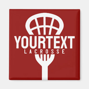 Imán Lacrosse Player PERSONALIZADO TEXT Team Mesh Sport