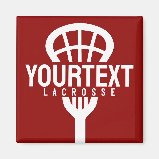 Imán Lacrosse Player PERSONALIZADO TEXT Team Mesh Sport (Frente)