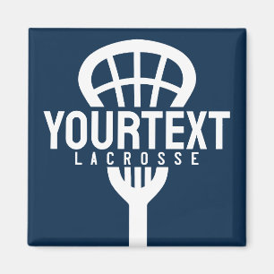 Imán Lacrosse Player PERSONALIZADO TEXT Team Mesh Sport