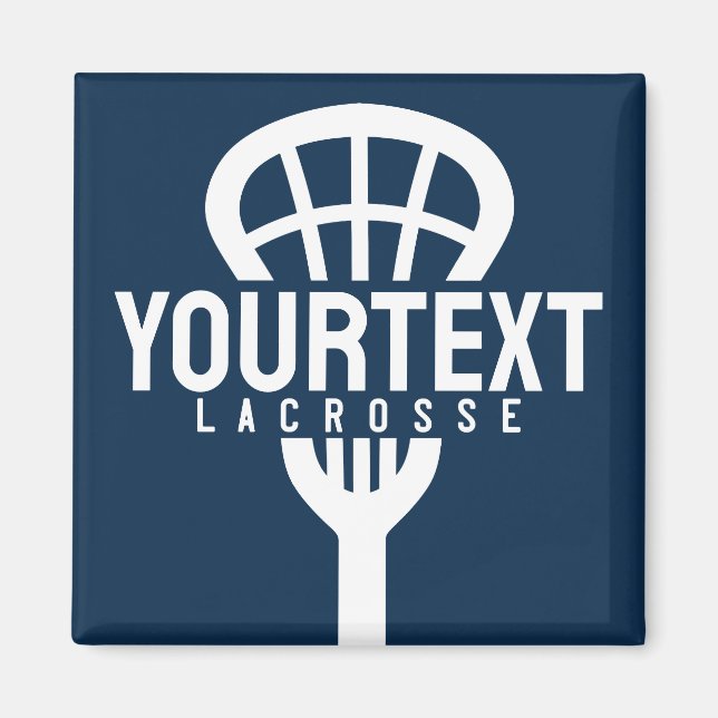 Imán Lacrosse Player PERSONALIZADO TEXT Team Mesh Sport (Frente)