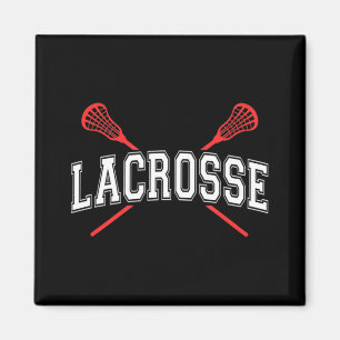 Imán Lacrosse Red Crossed Sticks para jóvenes o adultos
