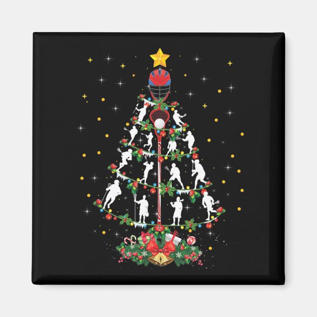 Imán Lacrosse Sports Lover Xmas Santa Hat Lacrosse Chri (Frente)