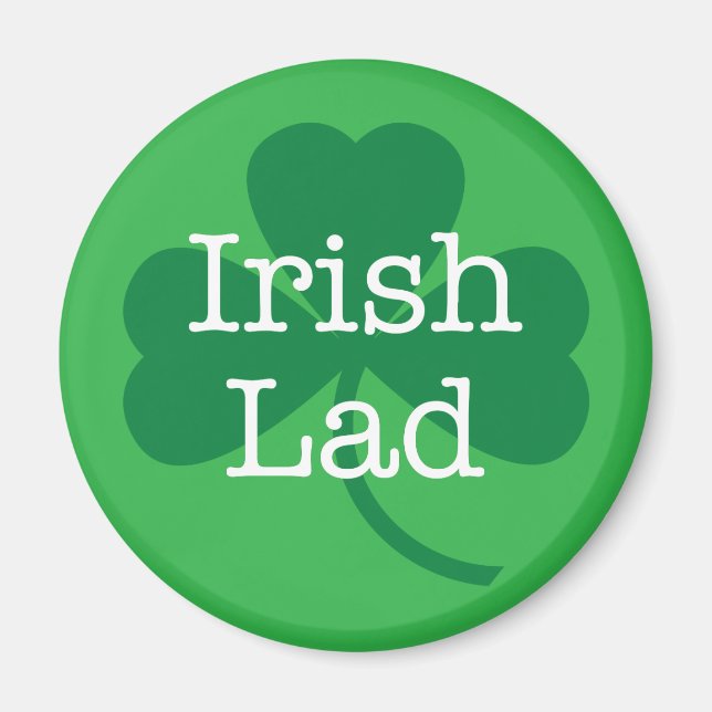 Imán Lad irlandés, St. Patrick's Day Shamrock (Frente)