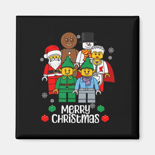 Imán Ladrillos de construcción de Feliz Navidad Santa E (Frente)