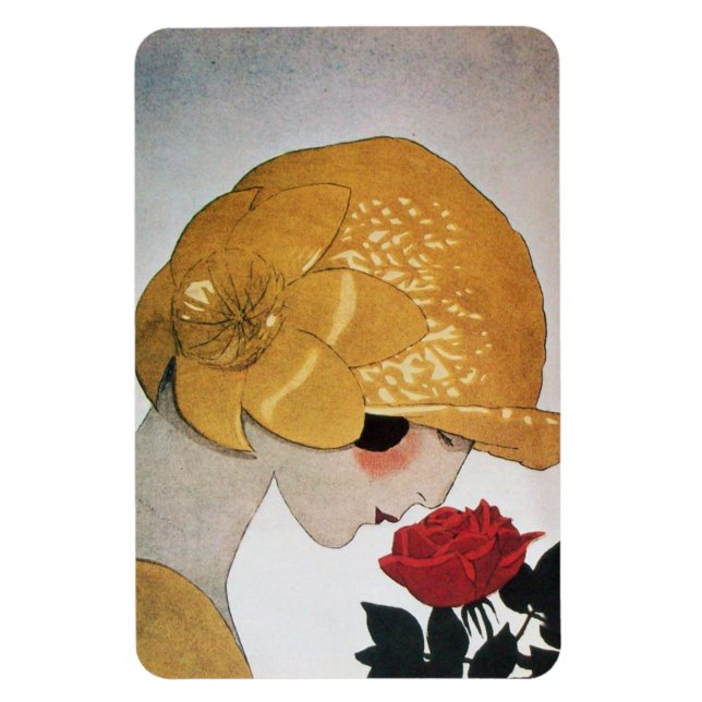 IMÁN LADY CON ROSA ROJA (Vertical)
