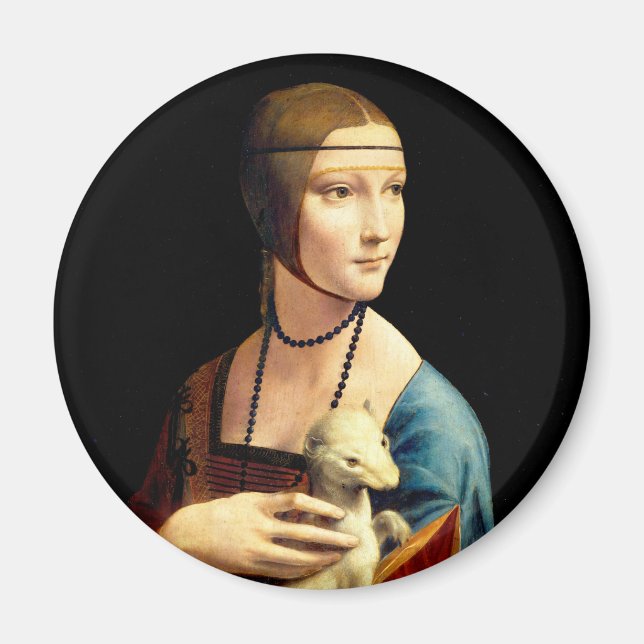 Imán Lady con un Ermine de Leonardo Da Vinci (Frente)
