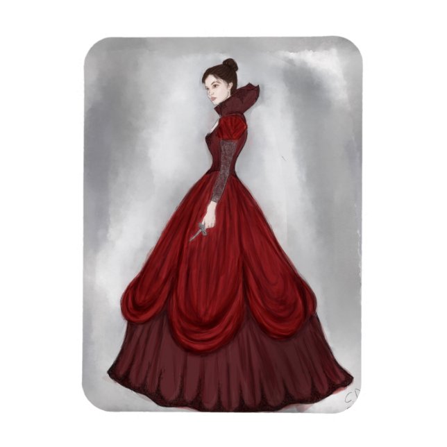 Imán Lady In Red Poster más grandes tarjetas de postale (Vertical)
