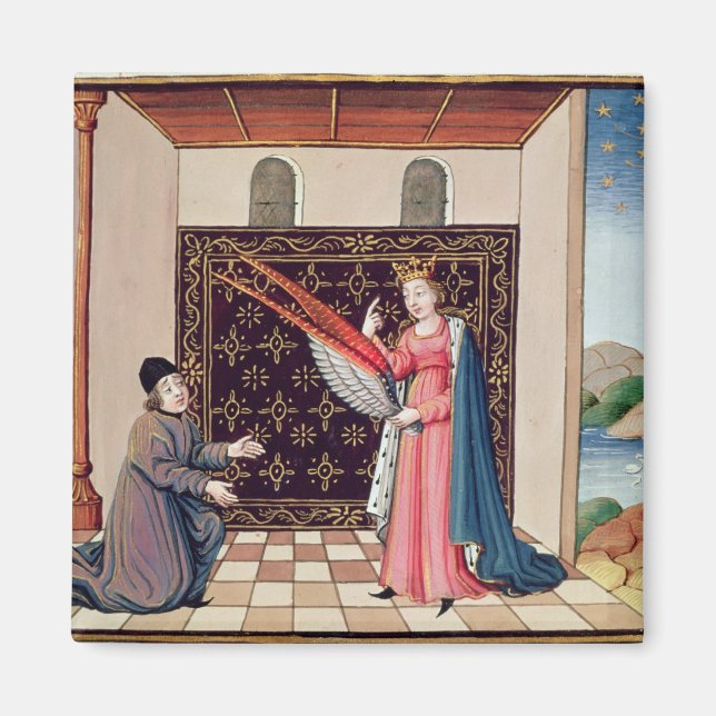 Imán Lady Philosophy ofrece a Boethius alas (Frente)