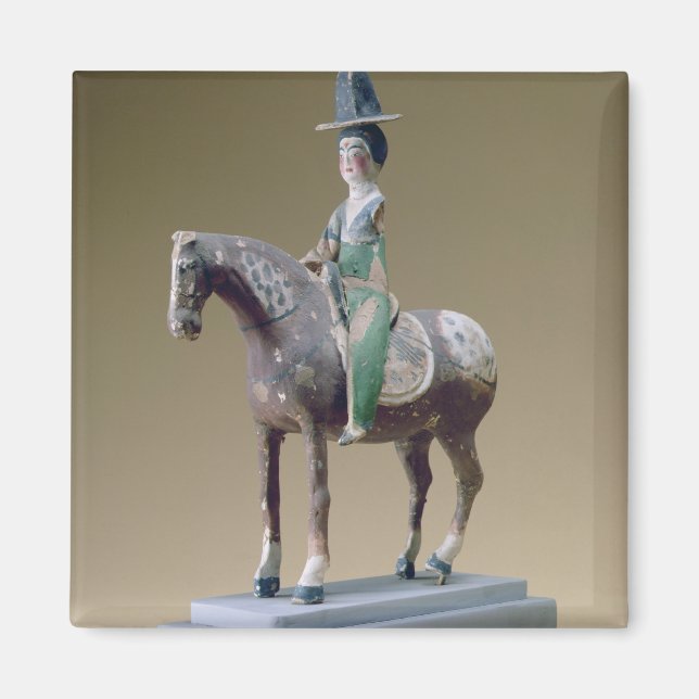 Imán Lady Rider, Astaná, siglo VII (estuco) (Frente)