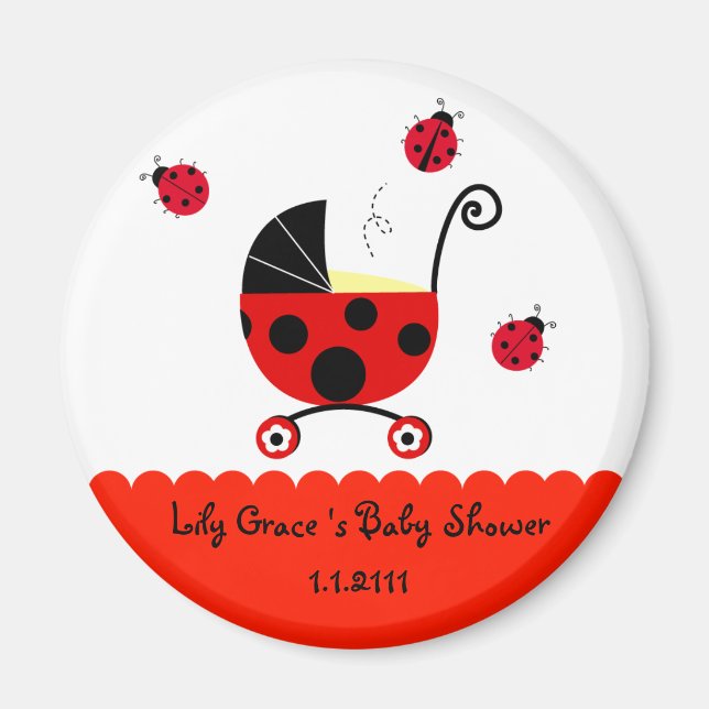 Imán Ladybug Baby Shower Party Favor Magnets (Frente)
