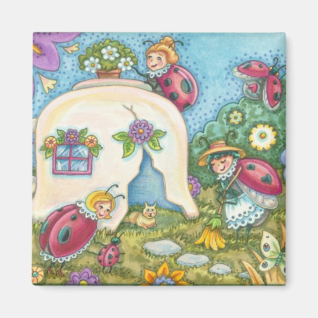 Imán Ladybug Cottage Square MAGNET (Frente)