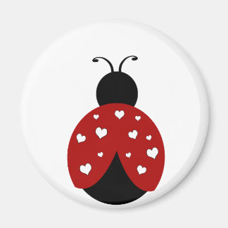 Imán Ladybug del corazón negro y rojo