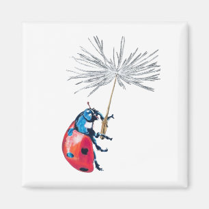 Imán Ladybug en la semilla de dandelion