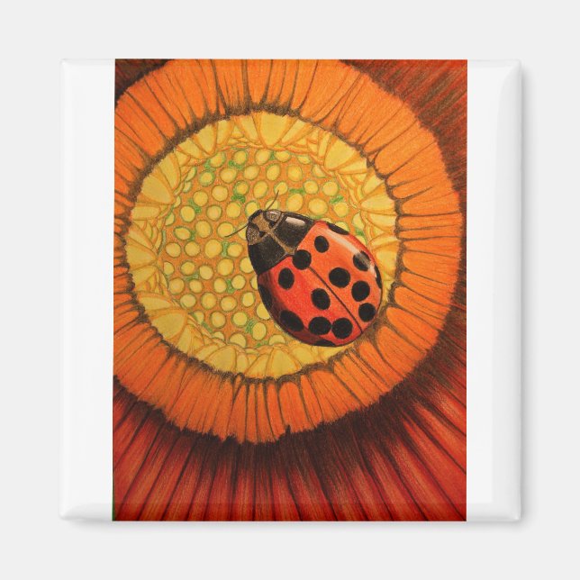 Imán Ladybug Rojo En Flor (Frente)
