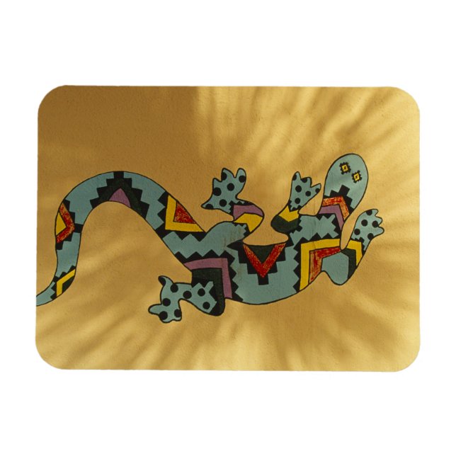 Imán Lagartija de gecko pintada en la pared, Tucson, Ar (Horizontal)