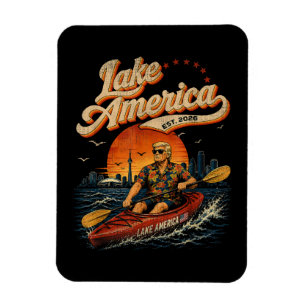 Imán Lago América USA Anteriormente Patriótico Vintage