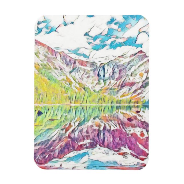 Imán Lago Avalanche en acuarela abstracta (Vertical)