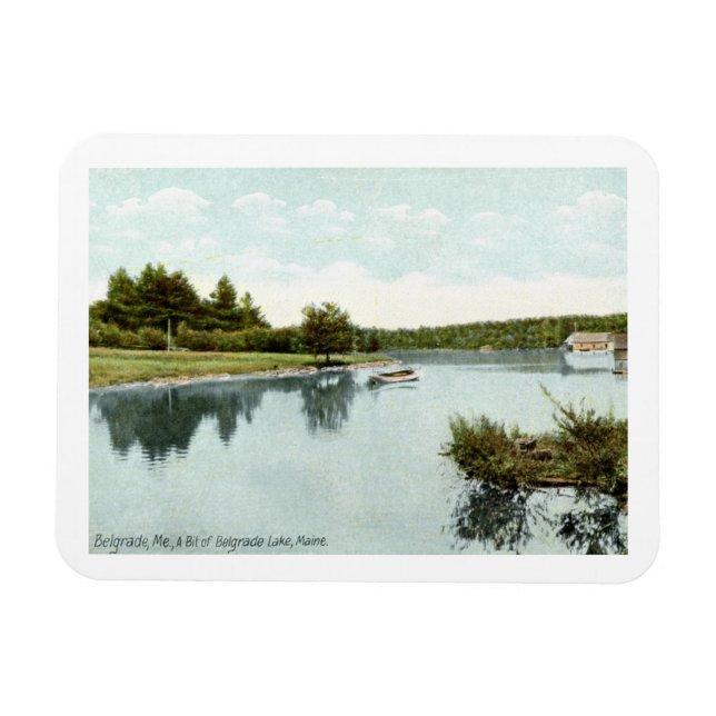 Imán Lago Belgrado, postal de la época de Maine 1910 (Horizontal)