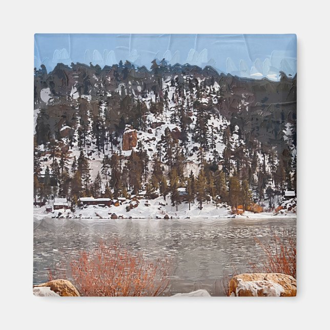 Imán Lago Big Bear, Nieve invernal (Frente)