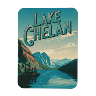 Imán Lago Chelan Washington Vintage