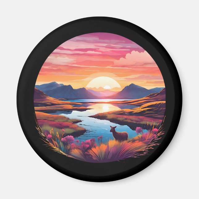 Imán Lago Ewe Sunset En Escocia (Frente)