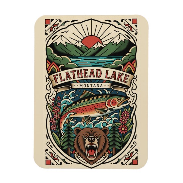Imán Lago Flathead Montana Viajes (Vertical)