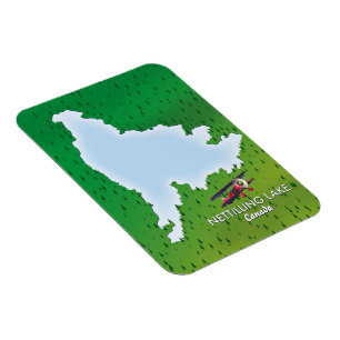 Imán Lago Hubbard Norte Michigan Mapa del lago Magnet