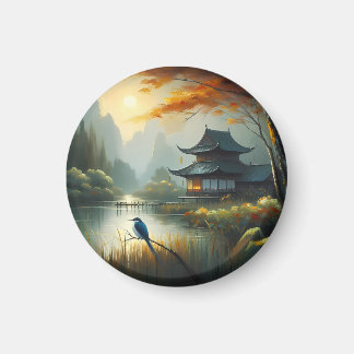 Imán Lago Japón Pájaro 1 - Lienzo