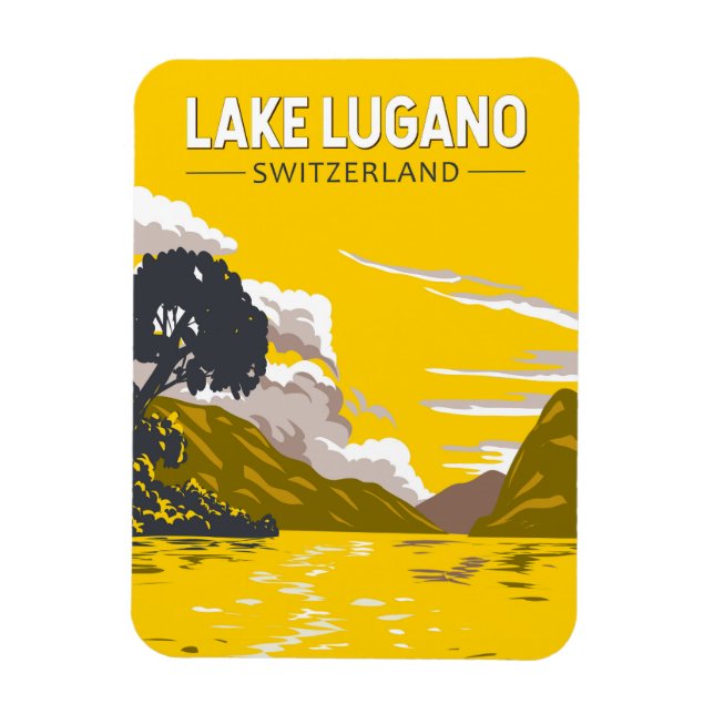 Imán Lago Lugano Suiza Viaje de arte (Vertical)