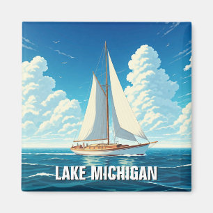 Imán Lago Michigan Sailboat