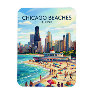 Imán Lago Michigan y North Avenue Beach de Chicago EE. 