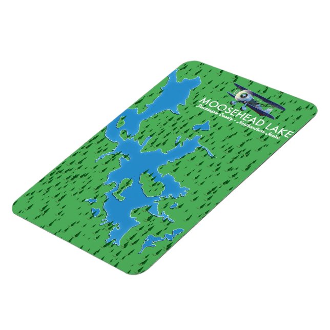 Imán Lago Moosehead, mapa del condado de Piscataquis Ma (Lado Izquierdo)
