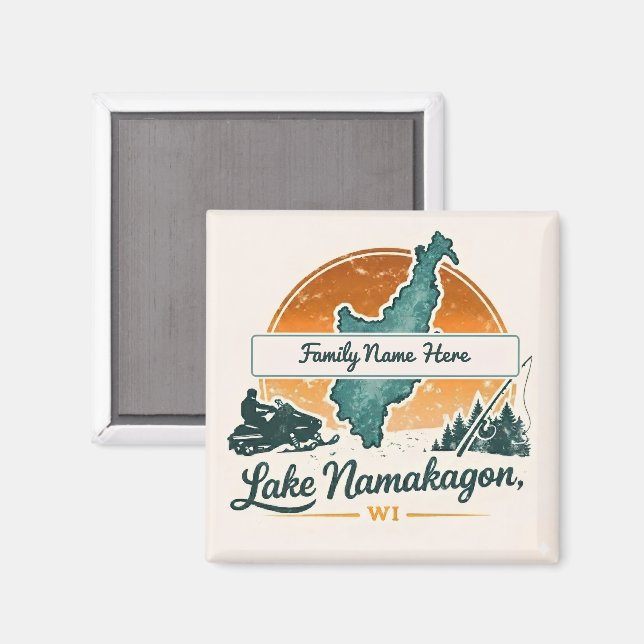 Imán Lago Namakagon personalizado, WI (Anverso/Reverso)
