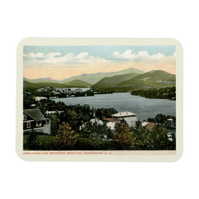 Imán Lago Placid, Adirondacks, NY 1917 Estilo Vintage (Horizontal)