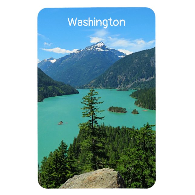 Imán Lago Turquesa de montaña nevada en Washington (Vertical)