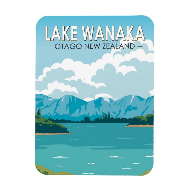 Imán Lago Wanaka Otago Nueva Zelanda Vintage (Vertical)