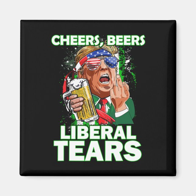 Imán Lágrimas liberales de cerveza Trump aguantando cer (Frente)
