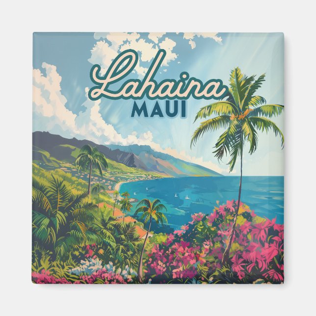 Imán Lahaina Maui Hawaii Beach Coast Retro (Frente)