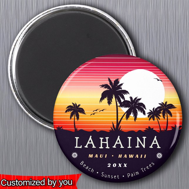 Imán Lahaina Maui Hawaii Retro Sunset Palm Trees 60 (Subido por el creador)