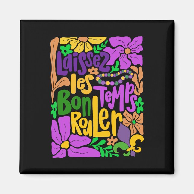 Imán Laissez Les Bon Temps Rouler Mardi Gras Beads Boho (Frente)