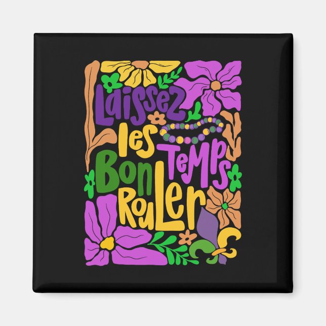 Imán Laissez Les Bon Temps Rouler Mardi Gras Beads Boho (Frente)