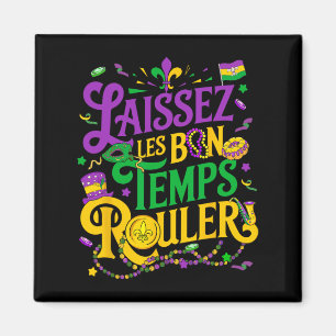 Imán Laissez Les Bon Temps Rouler Mardi Gras Beads Fleu